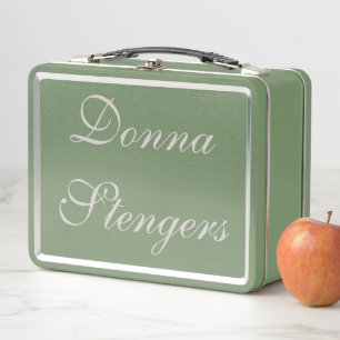 Fancy Green and Silver Metal Lunch Box