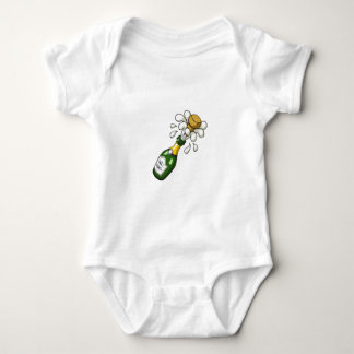 Fancy Green Cartoon Champagne Bottle Popping Cork Baby Bodysuit