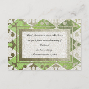 Fancy Green Gold Harlequin Mediaeval save the date