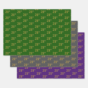 Fancy Green, Gray, Purple, Faux Gold 21st Event # Wrapping Paper Sheet