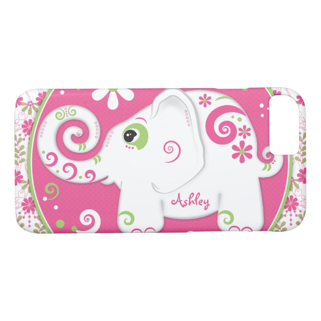 Fancy Green Pink Elephant Floral Case-Mate iPhone Case (Back (Horizontal))