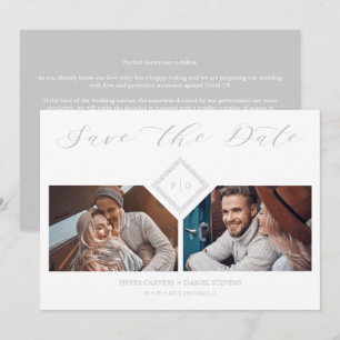 Fancy Grey Initials Chic Ornament Sophisticated Save The Date