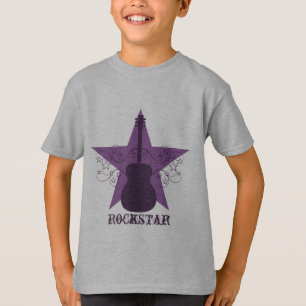 Fancy Guitar Star Swirls Kid's Tee, Purple T-Shirt