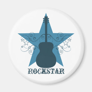 Fancy Guitar Star Swirls Magnet, Royal Blue Magnet