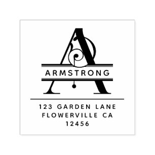 Fancy Head Letter - A -  Return Address Monogram Self-inking Stamp