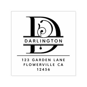 Fancy Head Letter - D -  Return Address Monogram Self-inking Stamp
