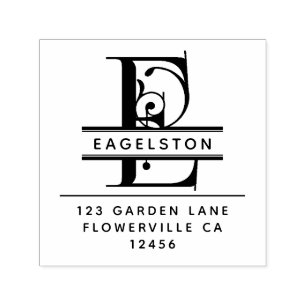 Fancy Head Letter - E -  Return Address Monogram Self-inking Stamp