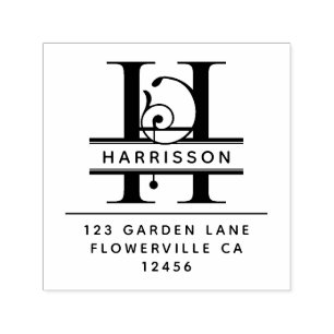 Fancy Head Letter - H -  Return Address Monogram Self-inking Stamp