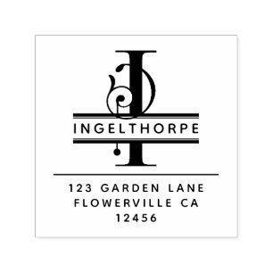 Fancy Head Letter - I - Return Address Monogram Self-inking Stamp