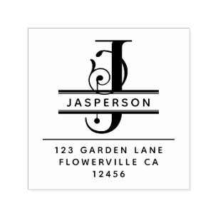 Fancy Head Letter - J -  Return Address Monogram Self-inking Stamp