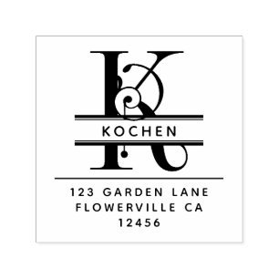 Fancy Head Letter - K - Return Address Monogram Self-inking Stamp