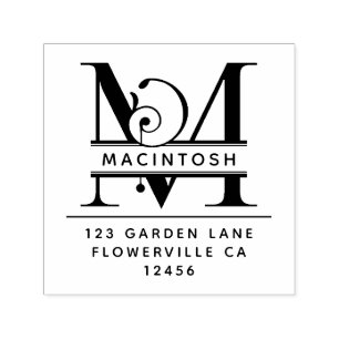 Fancy Head Letter - M -  Return Address Monogram Self-inking Stamp