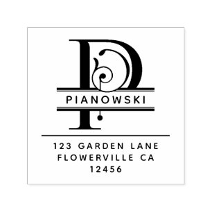 Fancy Head Letter - P -  Return Address Monogram Self-inking Stamp