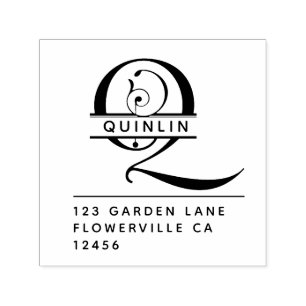 Fancy Head Letter - Q -  Return Address Monogram Self-inking Stamp