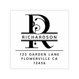 Fancy Head Letter - R -  Return Address Monogram Self-inking Stamp