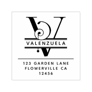 Fancy Head Letter - V -  Return Address Monogram Self-inking Stamp