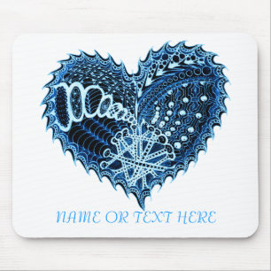 Fancy Heart Fire Doodle Mouse Mat