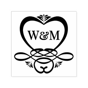 Fancy Heart Frame 2 Initial Couple Monogram #92 Self-inking Stamp