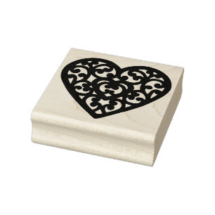 Fancy Heart Shape Rubber Art Stamp