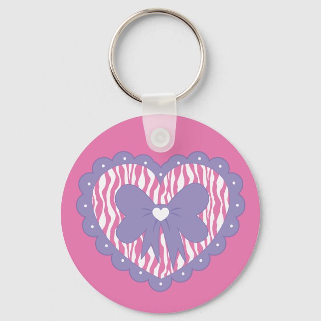 Fancy Heart (Zebra) Key Ring (Front)
