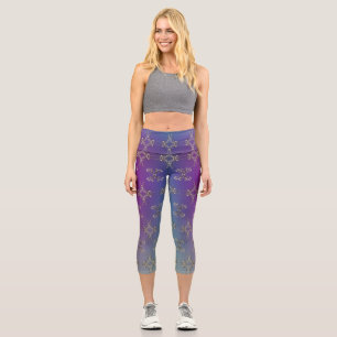 Fancy Hearts Purple Blue Gradient   Capri Leggings