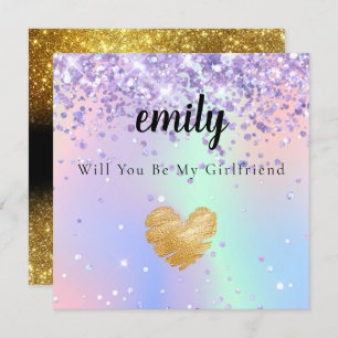 Fancy Holographic Will You Be My Girlfriend Card