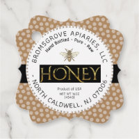 Fancy Honey Label Nutrition Tag Kraft Polka Dot