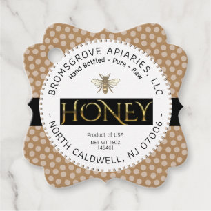 Fancy Honey Label Nutrition Tag Kraft Polka Dot