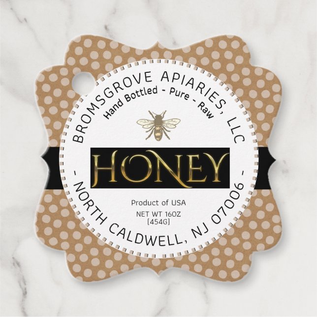 Fancy Honey Label Nutrition Tag Kraft Polka Dot (Front)