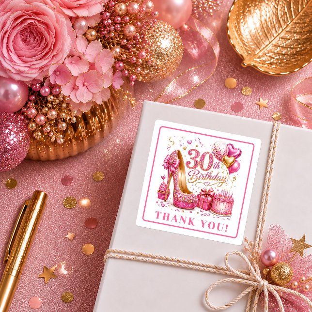 Fancy Hot Pink Sparkle 30th Birthday Stickers (Fancy Hot Pink Sparkle 30th Birthday Stickers

)