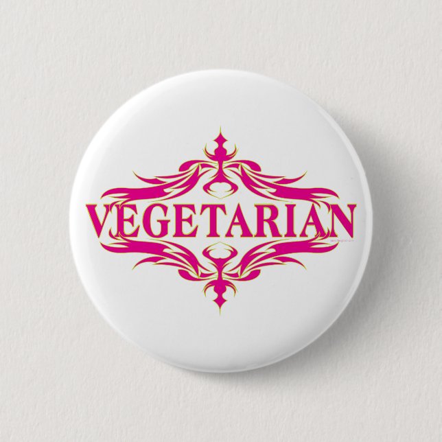 Fancy in Pink - Vegetarin 6 Cm Round Badge (Front)