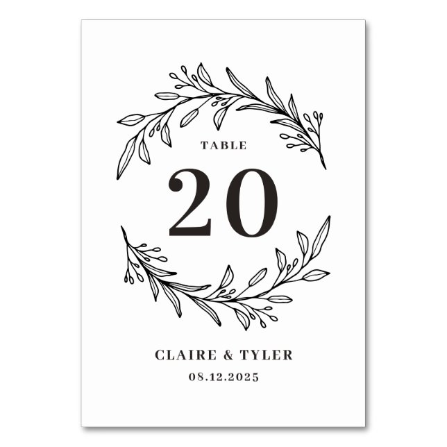 Fancy Initials EDITABLE COLOR Table Number (Front)