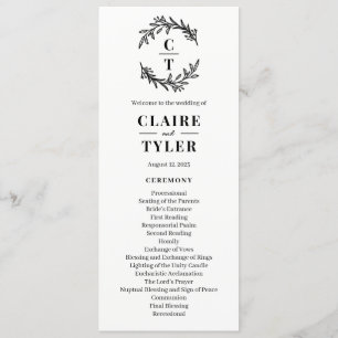 Fancy Initials EDITABLE COLOR Wedding Program Programme