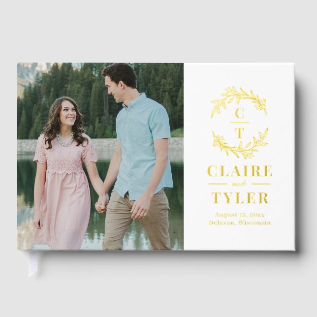 Fancy Initials Foil Wedding Guestbook (Front)
