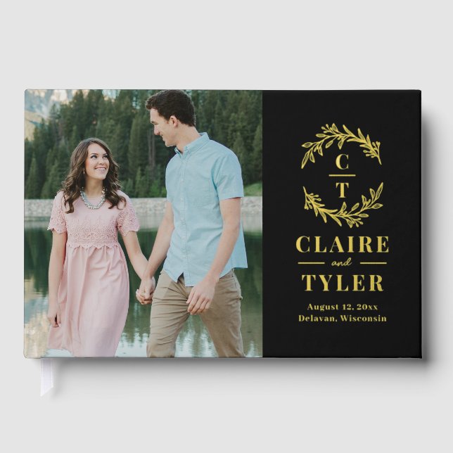 Fancy Initials Foil Wedding Guestbook (Front)