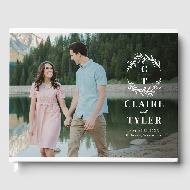 Fancy Initials Wedding Photo Guest Book (Front)