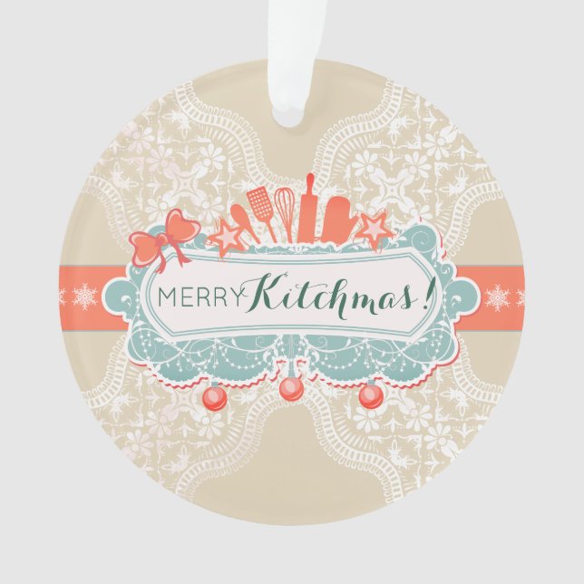 Fancy kitchen utensils culinary Christmas ornament (Front)