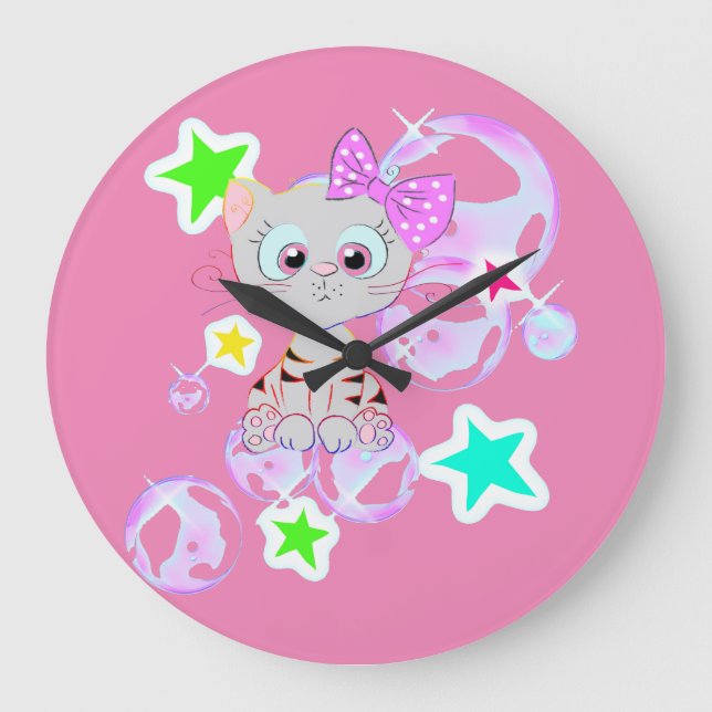 Fancy Kitten - Large Clock (Front)