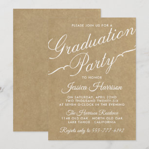 Fancy Kraft Typography Graduation Party Invitation