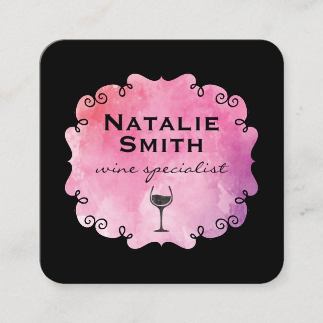 Fancy Label Wine Square Business Card (Front)