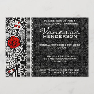 Fancy Lace Sugar Skull Day of the Dead Invite