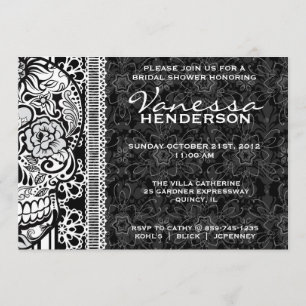 Fancy Lace Sugar Skull Day of the Dead Invite