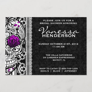 Fancy Lace Sugar Skull Day of the Dead Invite