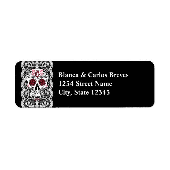 Fancy Lace Sugar Skull Return Address Labels (Front)