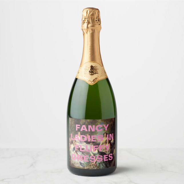 Fancy Ladies in Fluffy Dresses Sparkling Wine Label (Front)