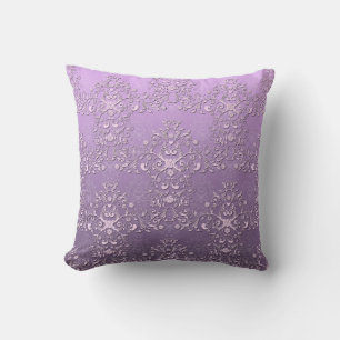 Fancy Lavender and Purple Two Tone Damask Cushion