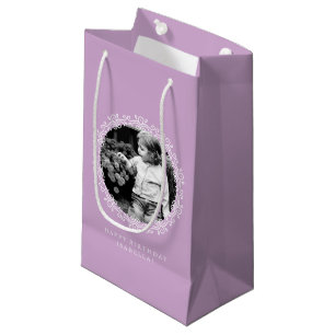 Fancy Lavender Swirls Photo Frame Small Gift Bag