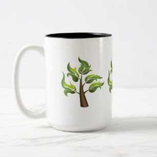 Fancy Leaves Two-Tone Coffee Mug