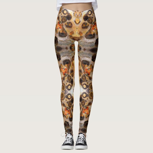 Fancy Leopard Skin Rock Photo Designed Colour Leggings (Front)
