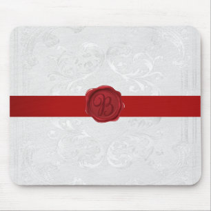 Fancy Letter B Red Wax Seal Ribbon Mouse Mat